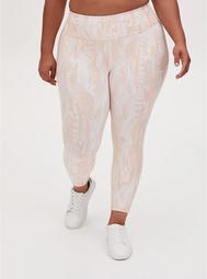 Light Pink Feather Crop Wicking Active Legging with Pockets