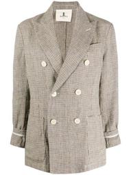 double breasted houndstooth blazer