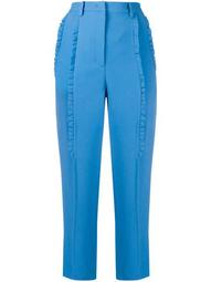 ruffle-trimmed cropped cigarette trousers