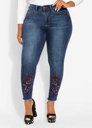 Embroidered Ankle Skinny Jean