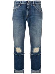 distressed  straight-leg jeans