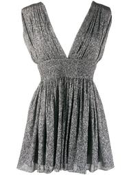pleated metallic silk mini dress