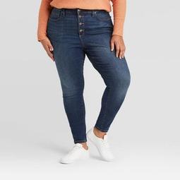 Women's Plus Size High-Rise Skinny Jeans - Ava & Viv™ Dark Wash
