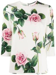 tropical rose print T-shirt