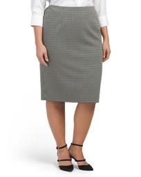 Plus  Houndstooth Pencil Skirt