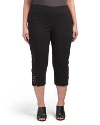 Plus Cropped Pants With Lace Up Detail