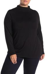 Long Sleeve Funnel Neck Knit Shirt (Plus Size)
