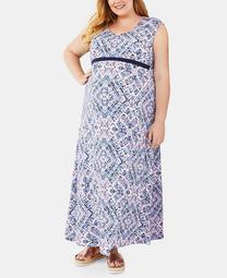 Maternity Plus Size Printed Maxi Dress