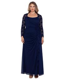 Plus Size Lace-Sleeve Gown