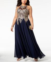 Plus Size Embroidered Gown