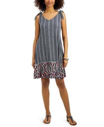 Plus Size Printed Tie-Shoulder Dress, Created for Macy's