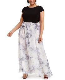Plus Size Floral-Skirt Gown