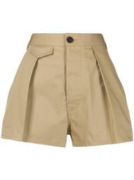 front pleat high-waisted shorts