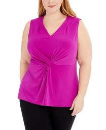 Plus Size Twist-Front Sleeveless Top, Created for Macy's