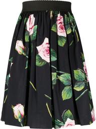 tropical rose print skirt