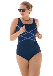 Swim 365 Women's Plus Size Crisscross Front Maillot Swimsuit