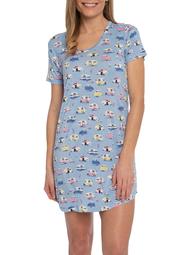 Nite Nite Munki Munki Women's and Women's Plus Short Sleeve Pajama Sleepshirt
