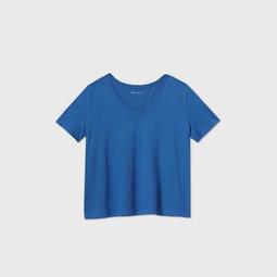 Women's Plus Size Short Sleeve V-Neck Essential T-Shirt - Ava & Viv™ Blue