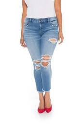 Ankle Fray Hem Jeans (Plus Size)