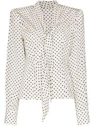 square-shoulder polka dot blouse