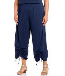 Plus Size Microfiber Jersey Ruched Ankle Pant