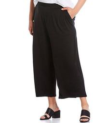 Plus Size Fine Tencel Jersey With Pockets Wide Ankle Pant