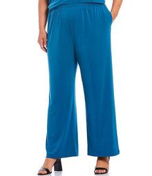 Plus Size Straight Leg Pull-On Pants with Pockets
