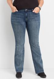 Plus Size DenimFlex&trade; Medium Wash Gray Stitch Slim Boot Jean