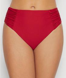 Rouge Ruched High-Waist Bikini Bottom