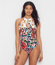Sunset Floral High Neck One-Piece