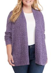 Plus Size Marled Cable Knit Cardigan