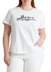 Plus Size Script Logo Cotton T-Shirt