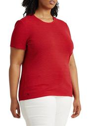 Plus Size Striped Cotton Blend T-Shirt