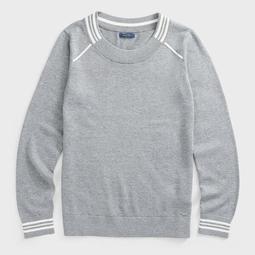 SUSTAINABLY CRAFTED STRIPE TRIM SWEATER