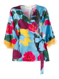 x Mantero Prom Azzurro print kimono top