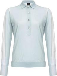sheer-detail knitted polo shirt
