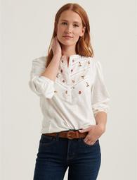 Embroidered Henley Top