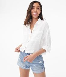 Long Sleeve Cropped Button-Down Shirt