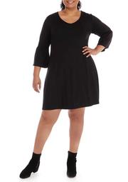 Plus Size Juliana Crepe Bell Sleeve Dress