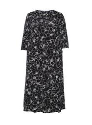 **DP Curve Black Floral Print Midi Skater Dress