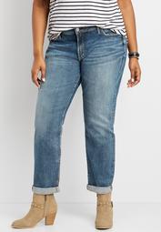 Plus Size Silver Jeans Co.&reg; Medium Wash Rolled Hem Boyfriend Jean