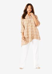 Lace-Up Georgette Tunic