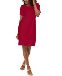 Plus Size Cotton Peak-Shoulder Dress, Created for Macy's