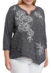 Plus Size Allover Embroidered Top