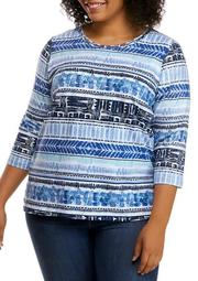 Plus Size Panama City 3/4 Sleeve Biadere Shimmer Top