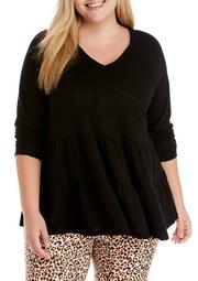 Plus Size V-Neck Tiered Top