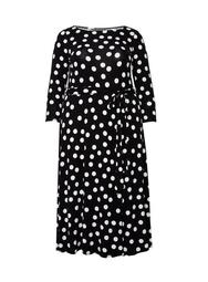 **Billie & Blossom Curve Black Polka Dot Print Monochrome Jersey Midi Dress