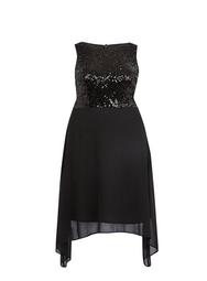 **Billie & Blossom Curve Black Sequin Fit And Flare Midi Dress