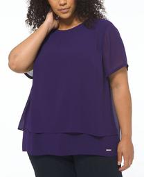 Plus Size Layered-Look Split-Back Top