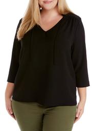Plus Size Long Sleeve Peasant Top
